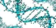 Three blue DNA double helices with black and red atoms, rendered as a 3D schematic model of genetic material