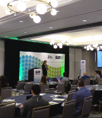 SiEE_2026_feature_image | Zifo Conference room presentation: audience seated in rows facing a stage with a podium and a green/blue patterned backdrop.